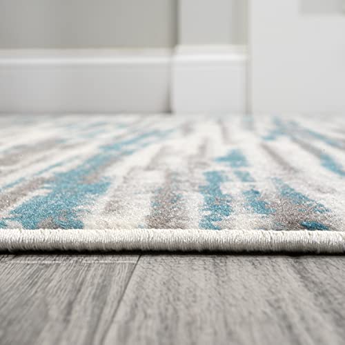 Tapete decorativo gris y azul, 72x47 pulg, contemporáneo miniatura 7