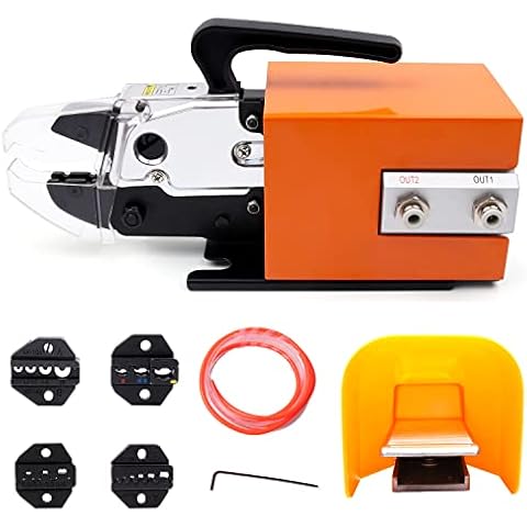 Flytuo Pneumatic Crimping Tool Am-10,Air Powered Wire Terminal Pneumatic Crimper Plier Machine Crimping Up to 16mm² with 4 Optional Die Sets for Various Kinds of Terminals Cover