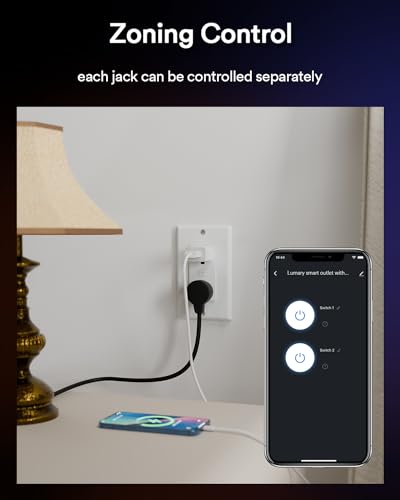 Image of Lumary Smart Wall Outlet 110V 15Amp, Timer, Remote Control, ETL FCC, Group | Tamper-Resistant, No Hub Required, 2.4G WiFi Outlet, Works with Alexa /Google Home, Kitchen /Bedroom /Living Room /Office, 1 Pack