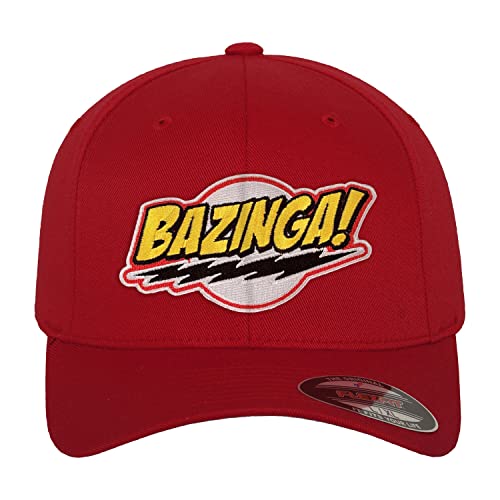 The Big Bang Theory Licenciado Oficialmente Bazinga Patch Flexfit Cap (Rojo), Small/Medium