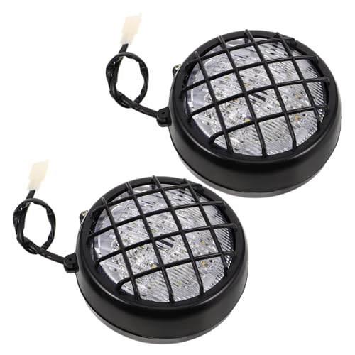 Reemplazo de del faro para moto en pack de 2 piezas de parrilla redonda negra en ABS