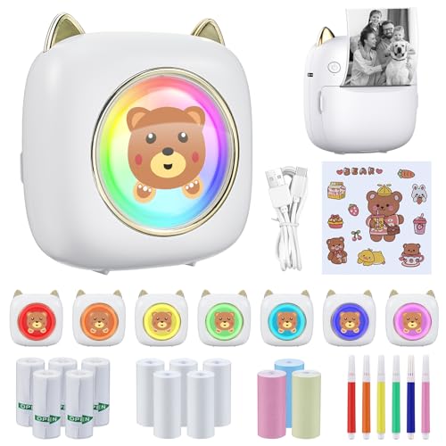 Auniq Mini Imprimante avec lumière RGB, Imprimante Thermique Imprimante Photo Portable imprimante...