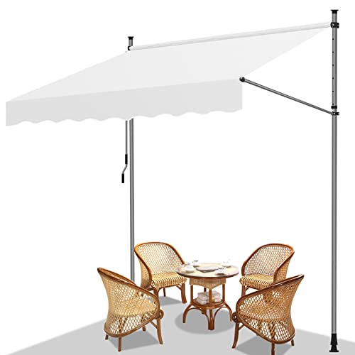 Fiqops Markise Klemmmarkise Sonnenschutz Fallarm Handkurbel Balkon,...