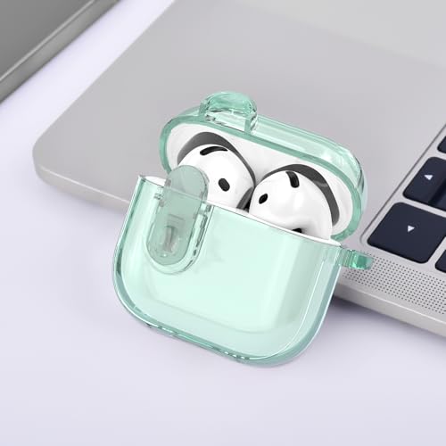 Image of (with Safety Lock) Clear Case Compatible with Cute Apple Airpods 4 Cases 2024 Women, VISOOM Soft TPU Transparency Air pods 4 Gen Case iPods 4 Earbuds Case Girl Bling Keychain for Airpod iPod 4th Gen