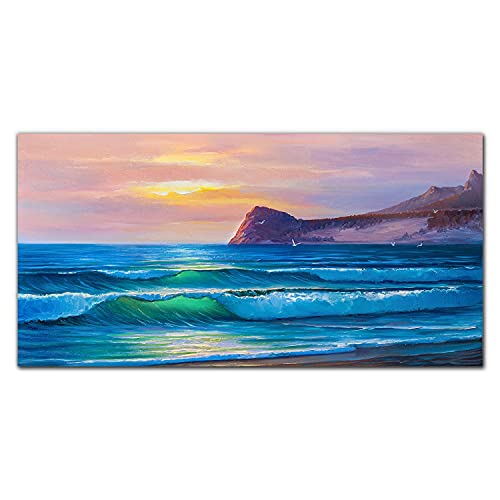 Impression sur verre trempé de sécurité Coloray Wave Coast 100x50cm tableau haut de gamme
