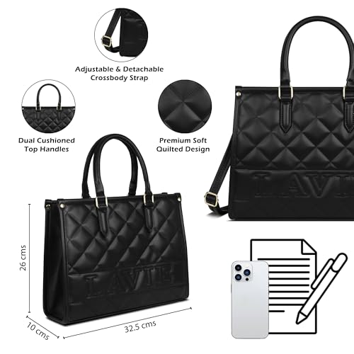 Image of Lavie Women's Quilt Jessa Box Satchel Bag | Satchel Handbag for Work | Ladies Purse | Stylish Shoulder Bag | Gift for Women