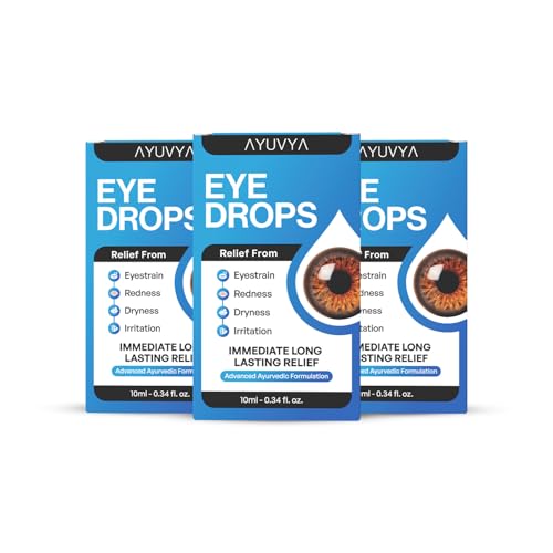Image of Ayuvya Ayurvedic Eye Drops, Cooling, Soothing & Refreshing Relief for Dry, Tired & Red Eyes, Ayurvedic Formula With Triphala, Honey & Rose, 10ml (Pack of 3) | As Seen on Shark Tank