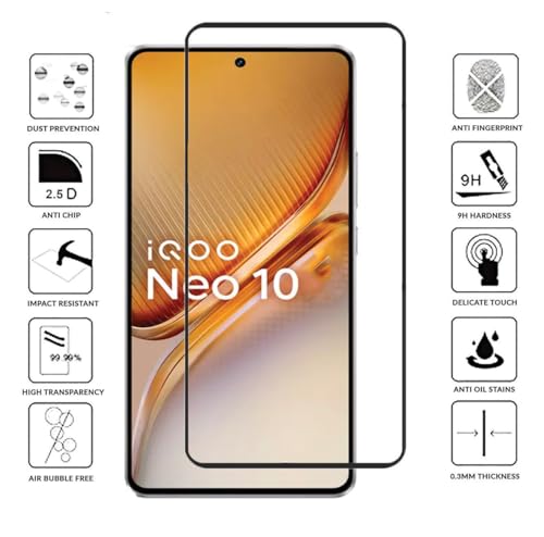 Image of FabeKee Tempered Glass Screen Protector Compatible For Black Cellphone With Edge To Edge Coverage And Easy Installation Kit (Transparent, iQOO Neo 10)