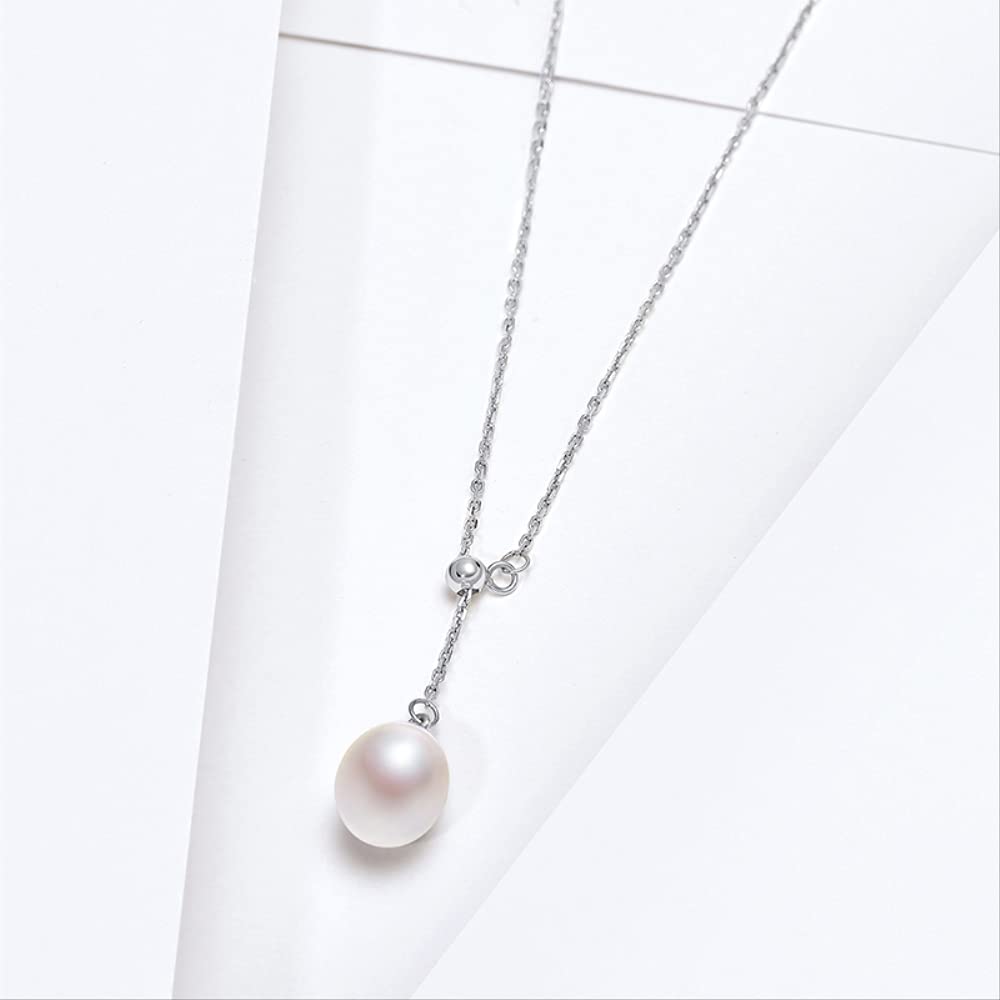 Collana con Pendenti di Perle d'Acqua Dolce Naturali a Goccia di Perle, Collana Girocollo, Catena Regolabile, 8-9 mm, Made in China