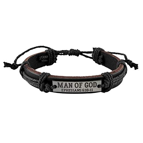 Pulsera Man of God de cuero para hombre 8 pulgadas miniatura 2