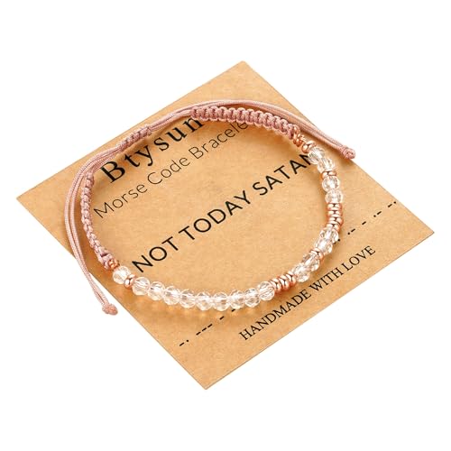 Image of Morse Code Bracelets for Women Mothers Day Gifts 2026 Graduation Gifts Mom Birthday Gift Pink Braided Bracelets Teen Trendy Stuff Inspirational Best Friend Birthday Gifts for Daughter Girlfriend Christmas Stocking Stuffers Jewelry