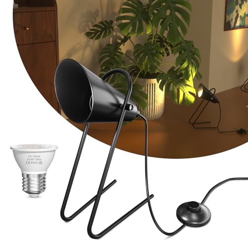 Lustaled Subluminadores Interior para la planta, Enchufe en la luz del piso, Focos de la mesa, Luces de la imagen de acento, Lámpara de lavado de pared con bombilla led spot 6W E27,Blanco cálido 3000K