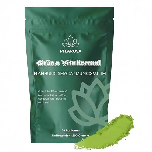 #VerdientProvisionen<br>Grünes Superfood Pulver 200g – Greens Mix mit Matcha Spirulina Gerstengras Heidelbeeren | Ballaststoffreich Vegan | Natürliches Pflanzenpulver für Alltag Ernährung