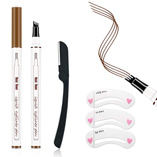 Makeup Pen, Ksndurn 2PCS Light Brown Tattoos Makeup Pen - Natural Effortless Sunkissed Makeup / Waterproof Longlasting Soft Dot Sopt Pen