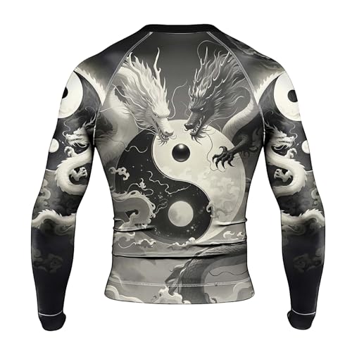 Dragon Men's Rash Guard Long Sleeve BJJ Rashguard for Men Jiu Jitsu Rash Guard Tight Compression Shirt3