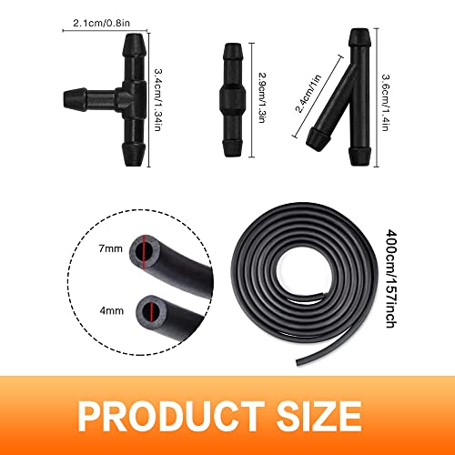 VAGURFO Windshield Washer Hose Kit, Washer Fluid Hose 4 Meter with 12 Pcs Hose Connectors