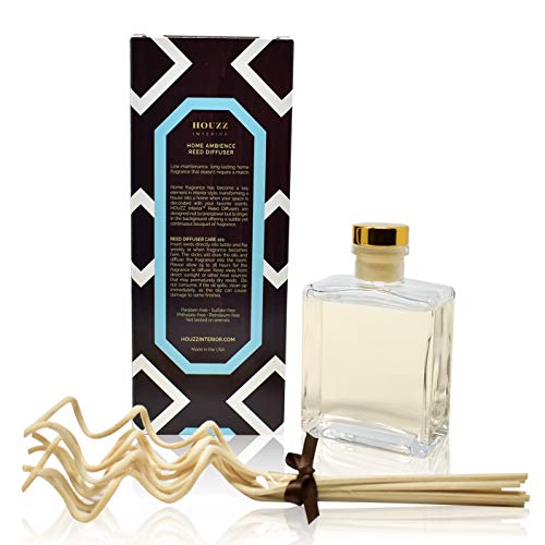 HOUZZ Interior Scented Sticks Reed Diffuser Oil Egyptian Cotton Scented Sticks Gift Set| Fresh Laundry & Linen Scent | Clean & Cool with Notes of Soft Musks, Powdery Ozone & White Woods | USA Made