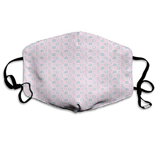 Face Shield,Süßes Muster Von Milchflasche Und Lächelndem Toast Auf Streifen Kreativer Nasenschutz,18x11cm