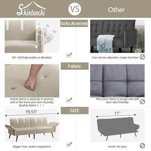 Image of Shintenchi Convertible Sofa Bed, Folding Futon Couch with Adjustable Backrest, Sleeper Recliner Loveseat, Modern Futon Couch, Sofa Cama, Couches for Living Room(Coffee