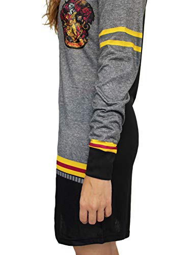 Harry Potter Hogwarts Gryffindor Women's Long Sleeve Nightgown Pajamas (X-Large, Black/Grey)3