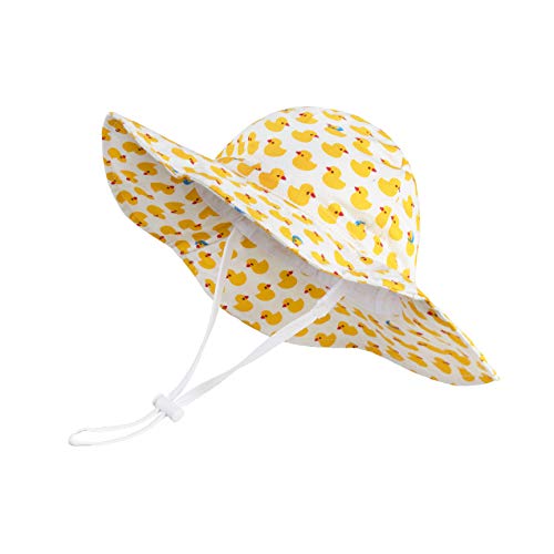LANGZHEN UPF Beach Sun Protection Hat for Baby Girls Adjustable Toddler Kids Hat Wide Brim Summer Outdoor hat with Chin Strap