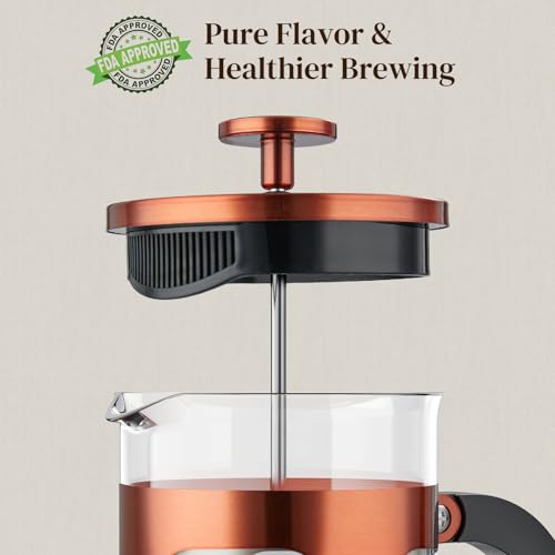 Veken French Press Coffee Maker 21oz 0.6 L, Single Serve Small Pot, Heat Resistant Thickened Borosilicate Glass, Stainle - Additional View