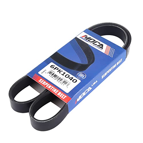 Image of MOCA EPDM 6PK1040 Serpentine Belt Compatible with 1999-2003 for Lexus RX300 3.0L & 2005-2008 for Toyota Solara 3.3L & 2004-2006 for Toyota Sienna 3.3L & 1997 for Volkswagen Passat 1.9L