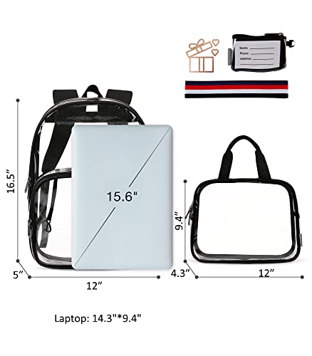 mommore Clear Backpack Durable Clear Bookbags Transparent Backpack for School, Work, Security | Durable, for School, Work, Security