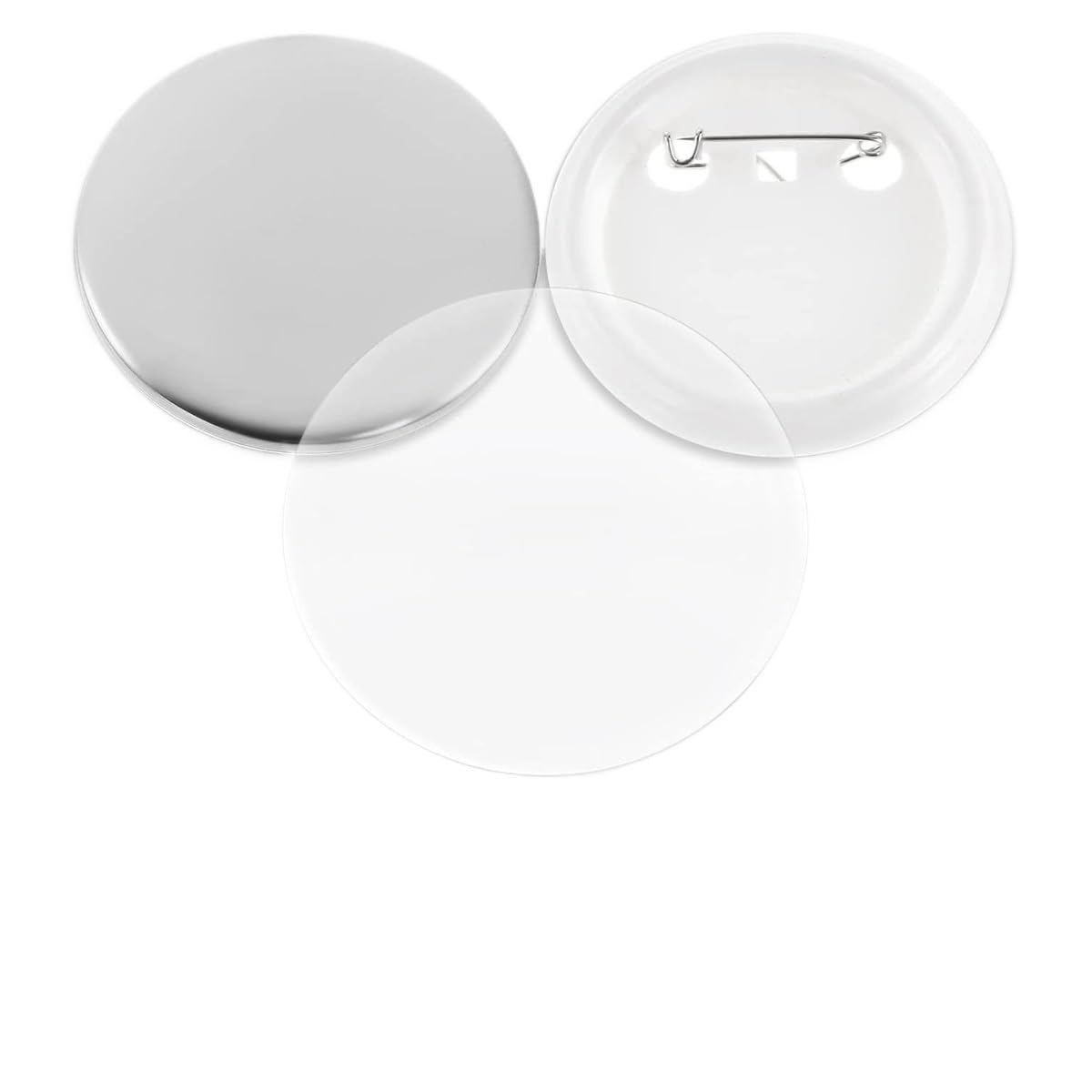 100 Sets Blank Badge Button Maker Parts, 25MM Plastic/Metal Button Parts Badge Press Machine
