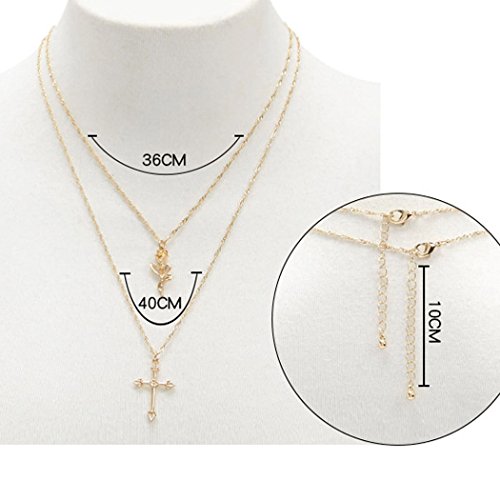 Preisvergleich Produktbild Jovono Halskette Rose Anhänger mehrschichtige Halskette Kette Anhänger geschichteten Halsketten Kette Geburtstag Freundschaft Schmuck Muttertagsgeschenk (Gold)