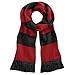 Beechfield Varsity Unisex Winter Scarf (Double Layer Knit) (One Size) (Black / Classic Red)