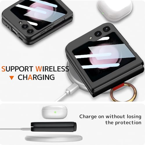 Ninki 01083 Compatible Samsung Galaxy Z Flip 6 Case With Strap & Camera Screen Protector,Shockproof Hard Ultra-Slim Protective Case For Galaxy Z Flip6 Case With Ring,Samsung Z Flip 6 Phone Case Carbon Fiber thumb #5
