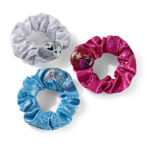 Image of Disney Frozen Elsa Anna Hair Scrunchies, Premium Glitter Shimmer Satin Hair Bands, 3PCS Winter Wonderland Kids Hair Accessories Gift Set for Girls