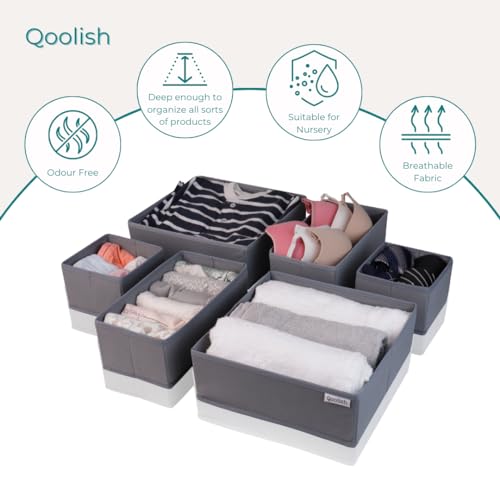 Qoolish Grey Drawer Organiser Set of 6 Sturdy Draw Organizer to sort Your bedroom - Image 2