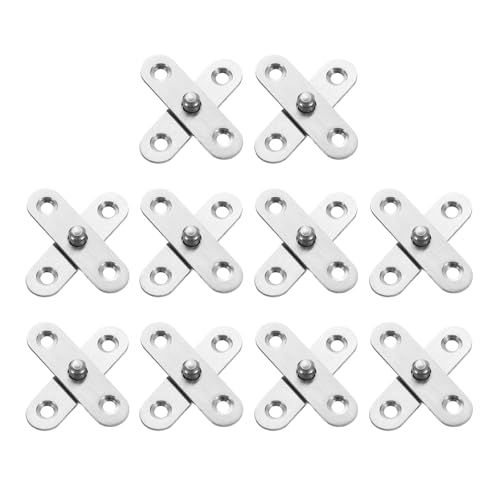 uxcell 10Pcs 360 Degree Rotating Pivot Hinges 57 x 16.3mm Stainless Steel Centre Shaft Concealed Hidden Hinge for Home Kitchen Swinging Cabinet Doors Silver