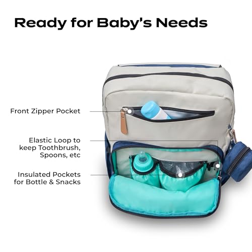 Image of Luxury Baby Diaper Bag For Mother Multi-Utility Backpack with Detachable Pouch - Spacious Travel & with Multiple Compartments, Padded Shoulder Straps, Side Pockets & Top Handle - Lightweight