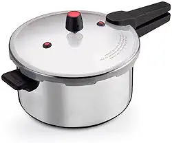 Panela de Pressão com Fechamento Externo 7L, 10L, 20L e 24L, Alumínio e Aço Polido, Segurança com Válvulas, Ideal para Cozinhar Rápido e Prático em Cozinha Profissional e Residencial (7 litros)