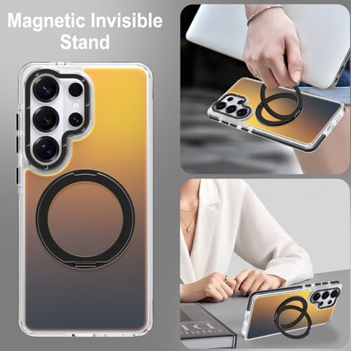 Image of Magnetic for Samsung Galaxy S26 Ultra Case with 360 Stand [Compatible with Magsafe] [Fluorescent Design] [1 Screen Protector] Slim Translucent Matte Case for Galaxy S26 Ultra 6.9 inch, Black