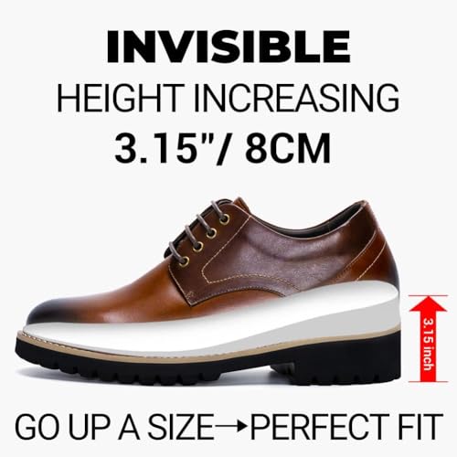 Image of CHAMARIPA Men's Height Increase Shoes - Built-in Custom Lift Insole - Breathable Calfskin for All-Day Wear - Business Casual & Formal Derby Elevator Shoes - Height Increasing 3.15 Inches