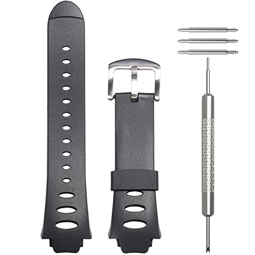 WRISTARMOR Bracelet de montre de rechange en caoutchouc pour Suunto Observer SR X6HRM - Pour homme - Pour sports de plein air - Boucle argentée