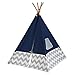 Produktbild KidKraft 228 Deluxe Play Tipi Zelt für Kinder, 162cm hoch, für drinnen und draußen - dunkelblau und grau