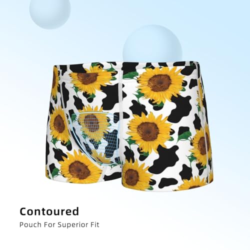 Boys' Cotton Boxer Brief Soft Underwear-Cute Cow Print Sunflower4
