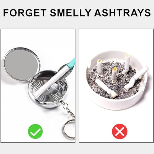 DIFLAX 2 Stück Mini Aschenbecher für Unterwegs, Taschenaschenbecher, Aschenbecher für Unterwegs, Mobiler Aschenbecher, Tragbarer Geruchsdicht, Outdoor & Reise (Silber)