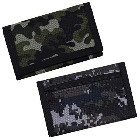2PCS Men's Wallets Slim Camouflage Wallet Canvas Wallet Trifold Wallet with Coin Pocket Card Holder Wallet Travel Wallet Nylon Pocket Wallet Bus Pass Wallet Valentine's Gifts for Men Teenage Boys Cover
