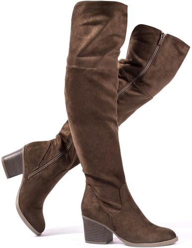 katliu Women's Thigh High Boots Sexy Stacked Block Heel Boots Over the Knee