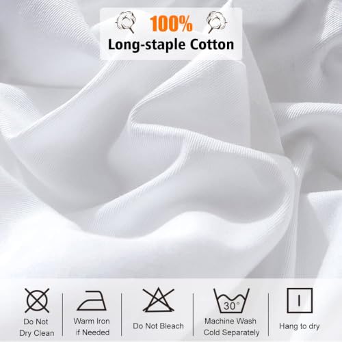 Image of Lirex Fitted Sheet, Twin XL Size 100% Egyptian Cotton 300 Thread Count Soft Breathable Fitted Sheet, 100x190cm, White