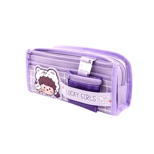 Estojo de lápis Kawaii bolsa fofa estética urso coelho desenho grande capacidade organizador de artigos de papelaria japoneses bolsa porta-lápis materiais escolares acessórios de escritório (coelhinho roxo)