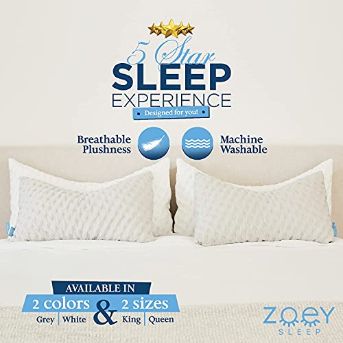Zoey Sleep Side Sleep Pillow For Neck And Shoulder Pain Relief - Adjustable Memory Foam Bed Pillows For Sleeping - Plush Machine Washable Pillow Cover - Queen Size Bed Pillow 19" X 29" (Queen, Grey) #TOP4