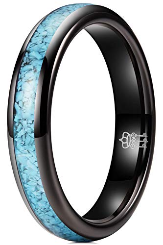 Bague turquoise et tungstène noir cadeau original pour femme