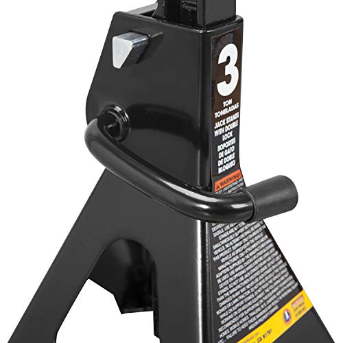 Torin 3 Ton (6,000 Lbs) Capacity Double Locking Steel Jack Stands, 2 Pack, Black, At43002Ab #TOP3